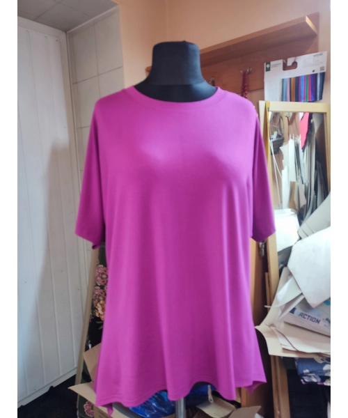 Tunika KIMONO dzianinowa z wydłużonymi bokami - fuksja